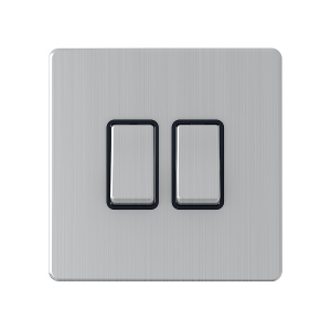 2 GANG 2 WAY S/STEEL SCREWLESS