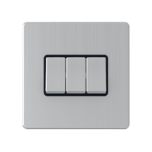 3 GANG 2 WAY S/STEEL SCREWLESS