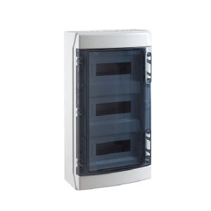 IDE CONSUMER UNIT 36MOD (3X12) SURFACE IP65 TRANSPERANT DOOR