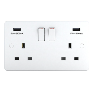 DOUBLE SOCKET OUTLET 13A D POLE + DOUBLE USB